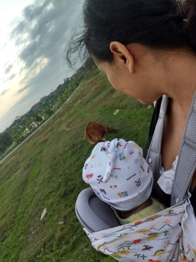 Bali with a baby in the countryside
