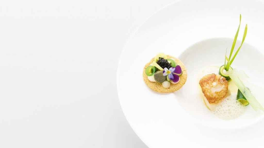 Dish from aan de poel Michelin Star Restaurant Amsterdam