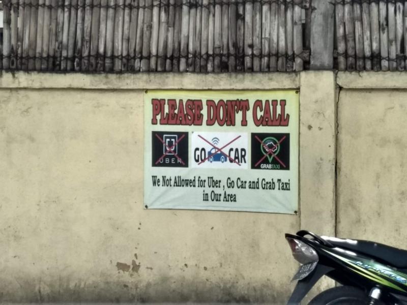 Online Taxis not allowed in some areas of Bali