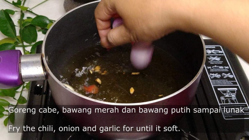 Add garlic onion and chili to hot oil