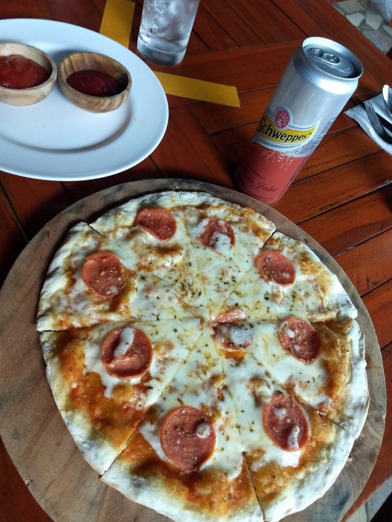 Peperoni Pizza at tsavo restaurant bali safari